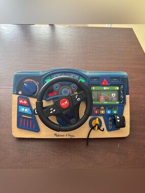 Melissa & Doug Vroom & Zoom Wooden Dashboard Steering Wheel Toy (tested-working)